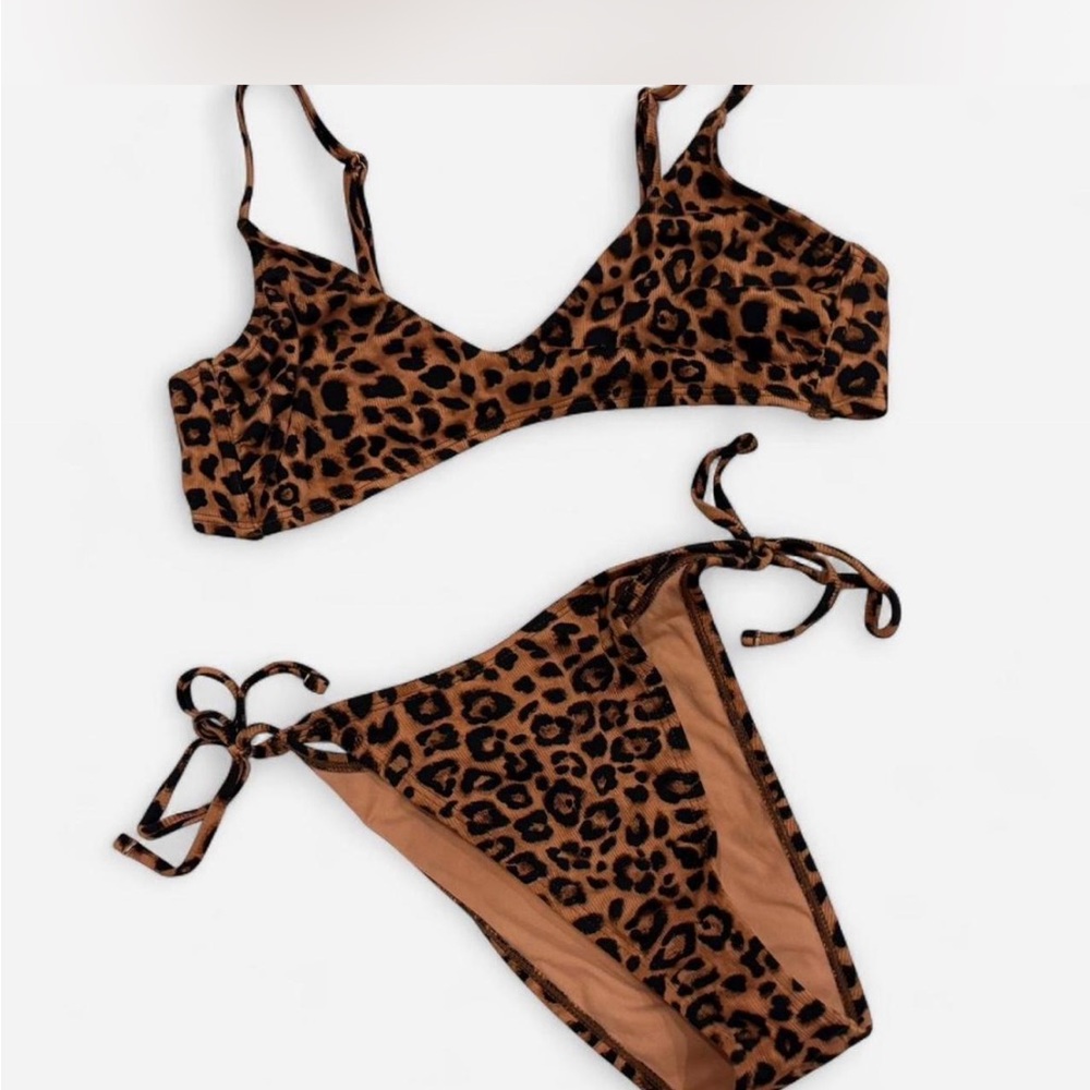wild fable Leopard Print Brown Tie-Side Bikini